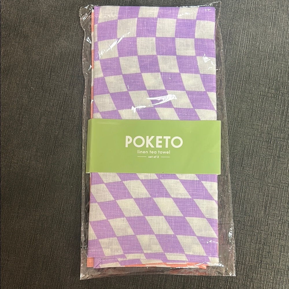 Poketo Checkered Linen Tea Towels Set of 2